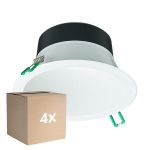 Flerpack 4x Philips LED Downlight Coreline DN142B Aluminium Vit 9.8W 1200lm 60D - 840 Kallvit | Utskärning   155mm - IP20 - Vit Reflektor