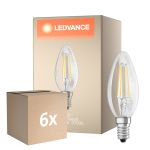 Flerpack 6x Osram Classic LED E14 Kronljus Filament Klar 5.5W 806lm - 827 Extra Varm Vit | Dimbar - Ersättare 60W