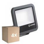 Flerpack 4x Ledvance LED Strålkastare Aluminium Svart 69W 9150lm 100D - 830 Varm Vit | IP66 - Symmetrisk