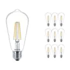 Flerpack 10x Philips Corepro LED Lampa E27 Edison Filament Klar 7W 806lm - 827 Extra Varm Vit | Ersättare 60W