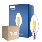 Flerpack 10x Philips MASTER LED E14 Kronljus Filament Klar 5.9W 806lm - 922-927 Dim To Warm | Bästa Färgåtergivning - Dimbar - Ersättare 60W