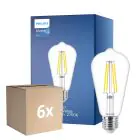 Flerpack 6x Philips MASTER Value LED Lampa E27 Edison Filament Klar 5.9W 806lm - 927 Extra Varm Vit | Bästa färgåtergivning - Ersättare 60W
