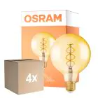 Flerpack 4x Osram Vintage 1906 LED E27 Globe Filament Goud 125mm 4W 300lm - 820 Zeer Warm Wit | Dimbaar - Vervangt 28W
