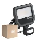 Flerpack 4x Ledvance LED Strålkastare Aluminium Svart 17W 2200lm 100D - 830 Varm Vit | IP65 - Rörelse- Och Ljussensor - Symmetrisk