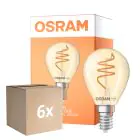 Flerpack 6x Osram Vintage 1906 LED Classic Slim E14 Päron Filament Guld 4.9W 470lm - 922 Extra Varm Vit | Bästa Färgåtergivning - Dimbar - Ersättare 40W