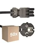 Flerpack 50x Noxion GST - Kompatibel Strömkabel Svart - Kvinnlig + Schuko Europlug - 2m - 3 pole 0.75mm2