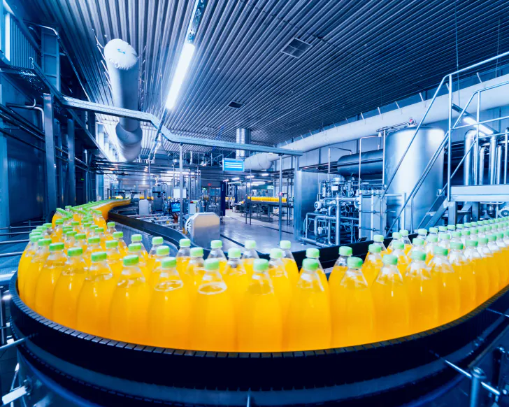 Conveyor belt in Food industry above led battens